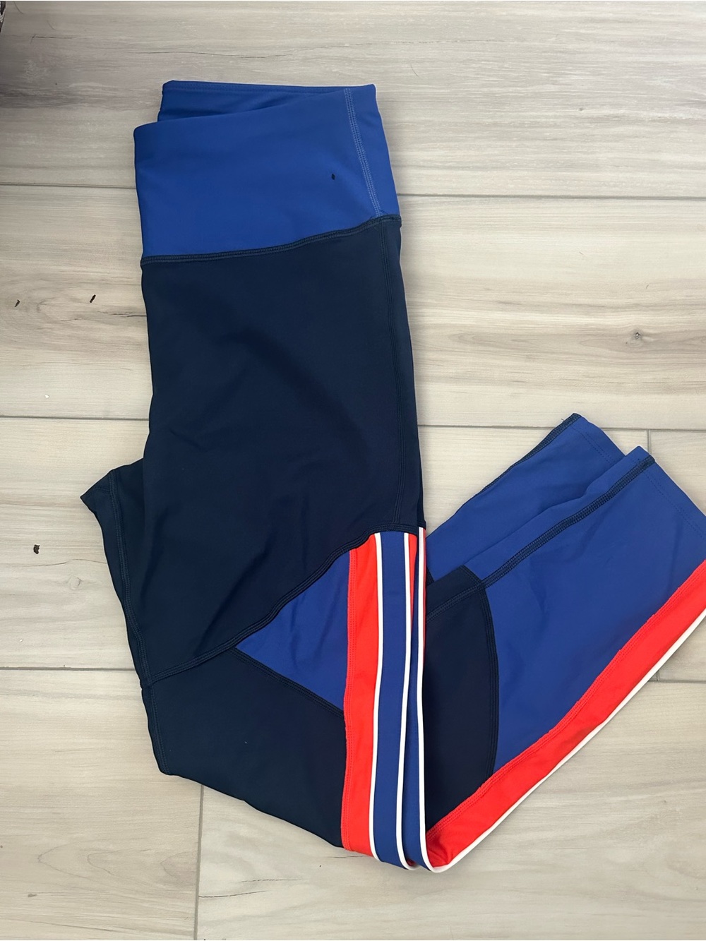 Avia Blue & Navy Athletic Leggings with Red Stripe